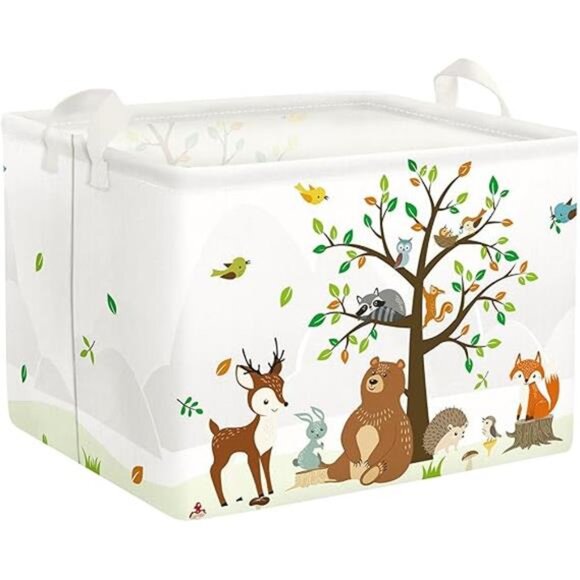 Clastyle Woodland Animals Bear Fox Raccoon Tree Baby Gift Storage Basket - Picture 7 of 7